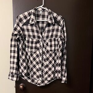 Free People Black and White Checkered Women's Shirt